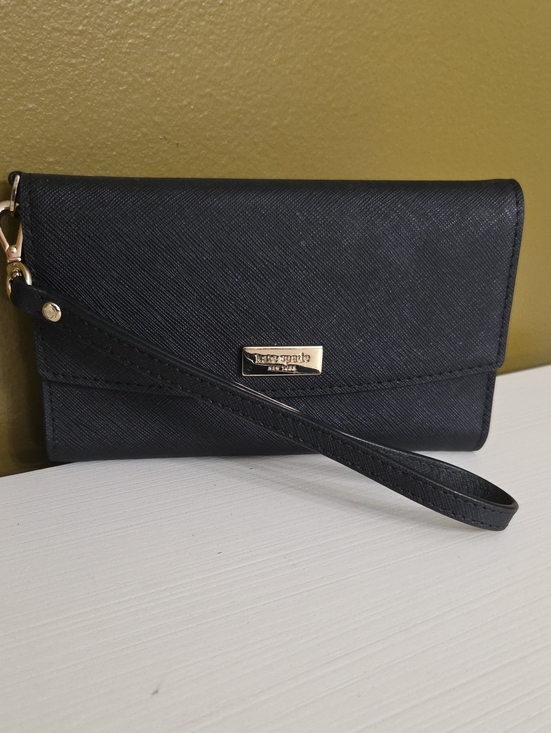 kate spade Handbags - Kate Spade Black Wristlet Clutch with Gold Accent